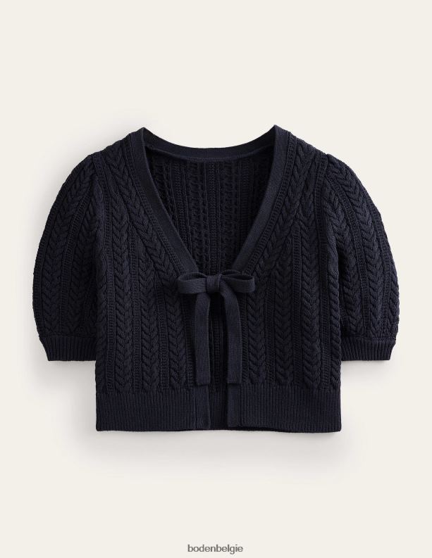 cropped vest met strikafwerking Boden X8VRNV632 kleding vrouwen marine