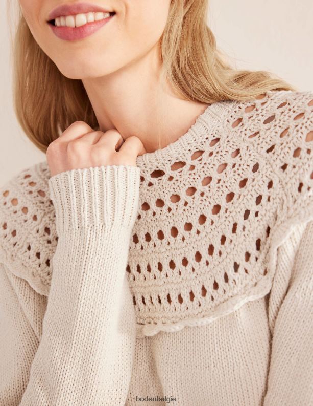 gehaakte juk trui Boden X8VRNV1266 kleding vrouwen geschoren schaap