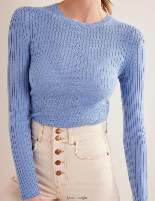geribbelde merino trui Boden X8VRNV1507 kleding vrouwen lijnzaad blauw