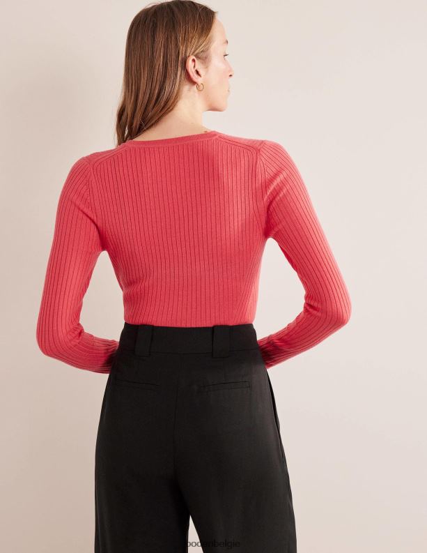geribbelde merino trui Boden X8VRNV2088 kleding vrouwen koraal