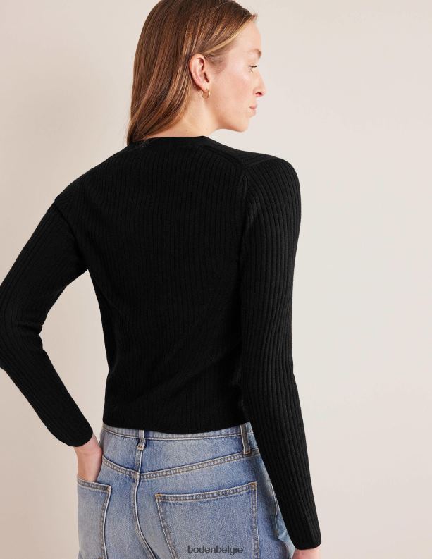 geribd merino v-vest Boden X8VRNV1291 kleding vrouwen zwart