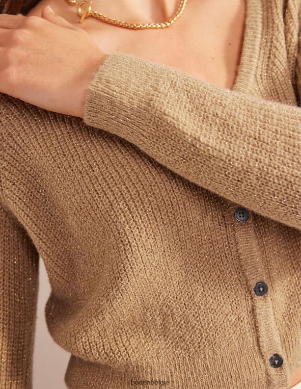 pluizig cropped vest Boden X8VRNV1075 kleding vrouwen sprankelende kameelmelange