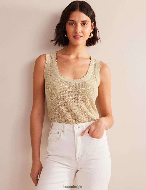 pointelle gebreide tanktop Boden X8VRNV1896 kleding vrouwen gouden schittering