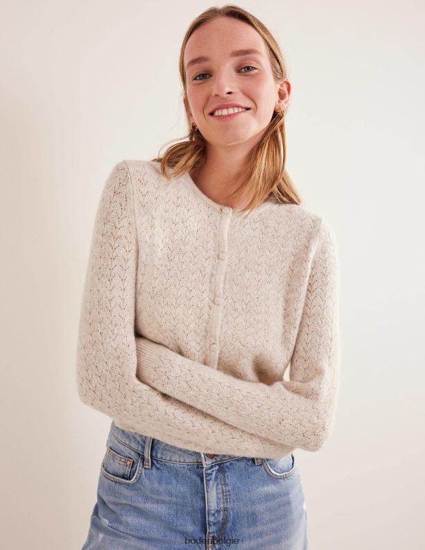 pointelle vest met lange mouwen Boden X8VRNV2145 kleding vrouwen havermoutmelange