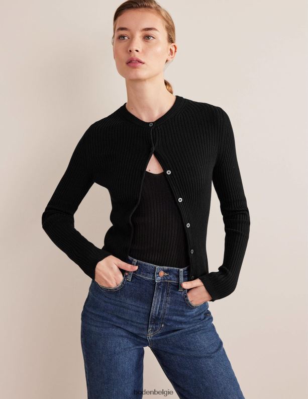 vest met geribbeld detail Boden X8VRNV1037 kleding vrouwen zwart