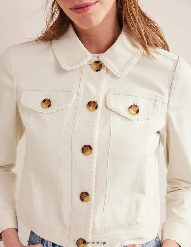 Denim jasje met gehaakte afwerking Boden X8VRNV1765 kleding vrouwen ecru