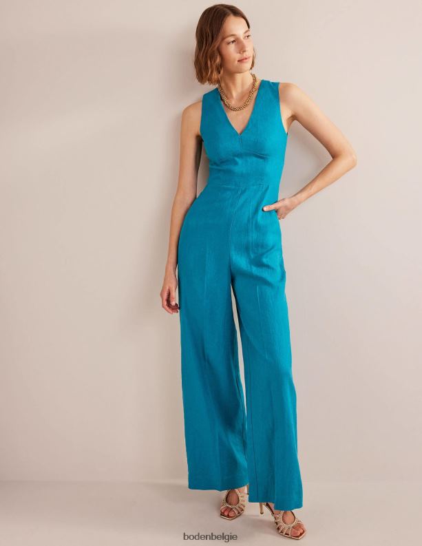 Gelegenheidsjumpsuit met v-hals Boden X8VRNV2576 kleding vrouwen kristal blauwgroen