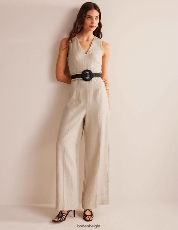 Gelegenheidsjumpsuit met v-hals Boden X8VRNV2583 kleding vrouwen kiezelsteen