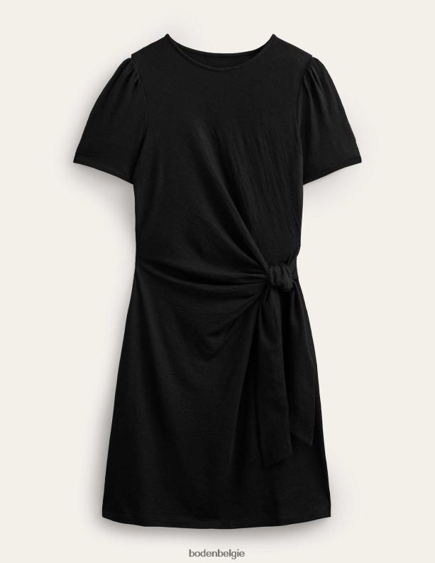 Jersey jurk met knoop aan de voorkant Boden X8VRNV2587 kleding vrouwen zwart