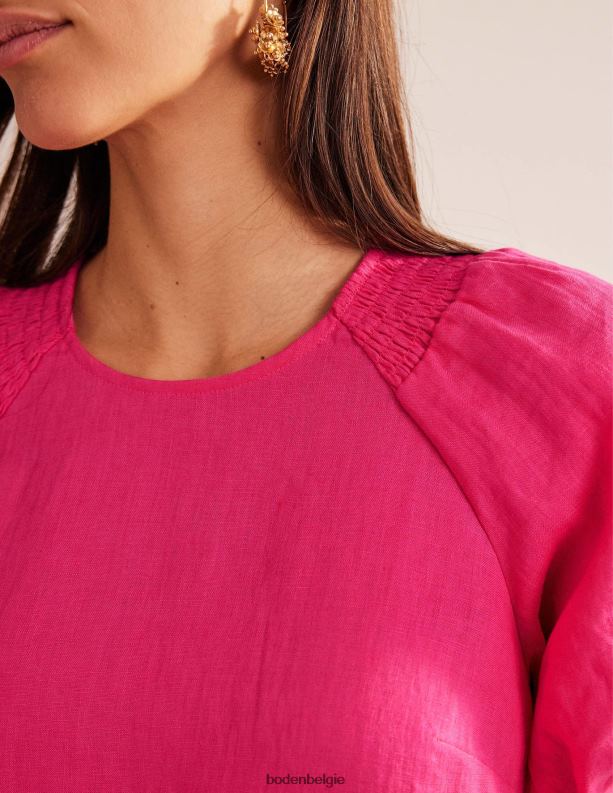 Linnen mini-jurk met mouwdetail Boden X8VRNV74 kleding vrouwen festivalroze