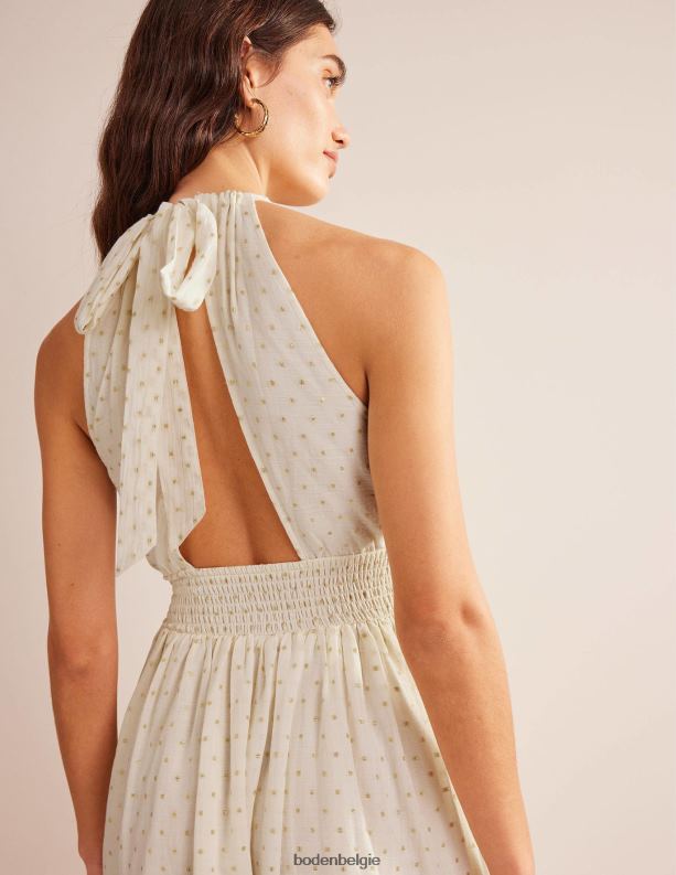 Maxi-jurk met metallic details Boden X8VRNV1247 kleding vrouwen ivoor en gouden clip