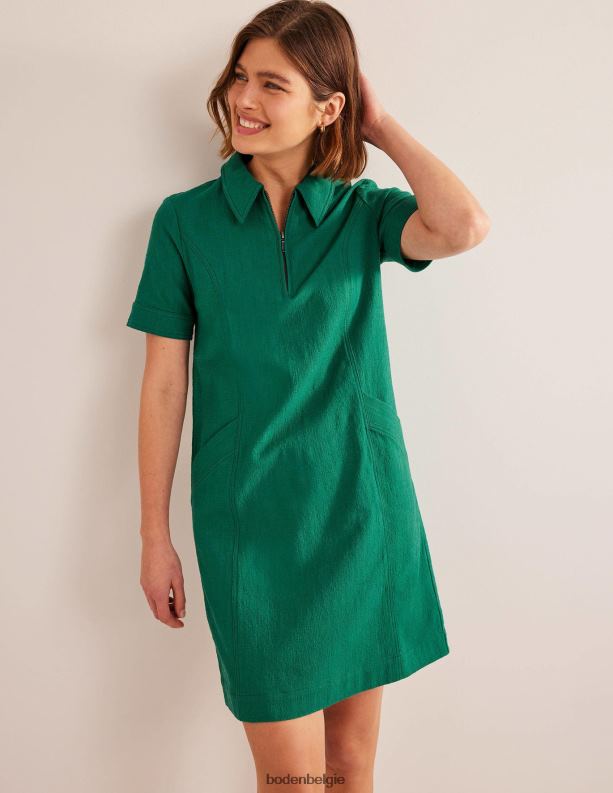 Mini-shiftjurk met ritsdetail Boden X8VRNV1318 kleding vrouwen fles groen