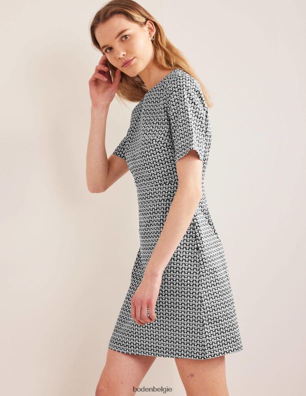 katoenen mini-shiftjurk Boden X8VRNV1468 kleding vrouwen zwart & tulpenknop