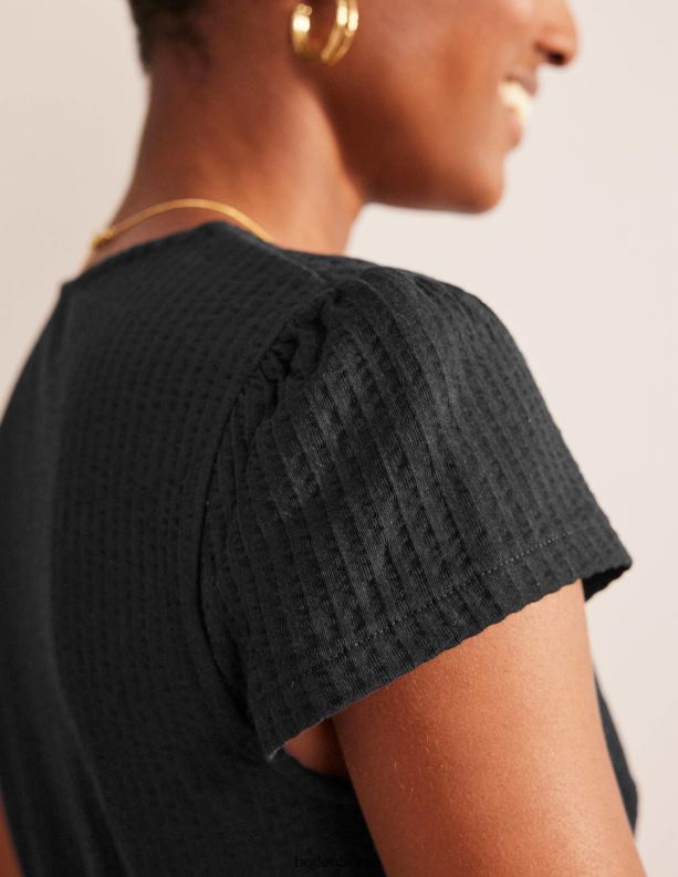 seersucker jersey theejurk Boden X8VRNV2271 kleding vrouwen zwart