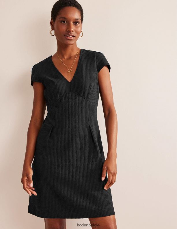 seersucker jersey theejurk Boden X8VRNV2271 kleding vrouwen zwart