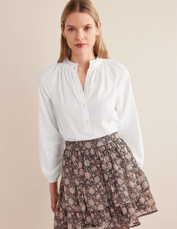 Alledaags katoenen popover-shirt Boden X8VRNV1623 kleding vrouwen wit