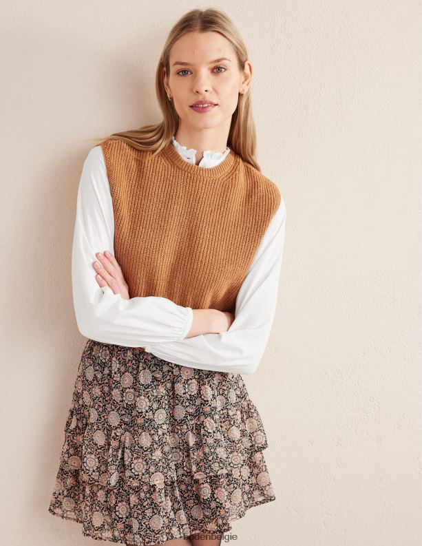 Alledaags katoenen popover-shirt Boden X8VRNV1623 kleding vrouwen wit