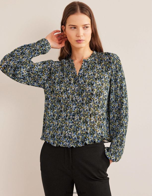 Plissé plooiblouse Boden X8VRNV1682 kleding vrouwen lijnzaad en schilderachtige bloem