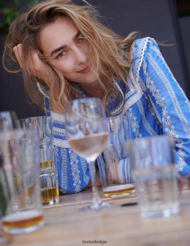 blouse met gehaakte afwerking Boden X8VRNV1956 kleding vrouwen chambray