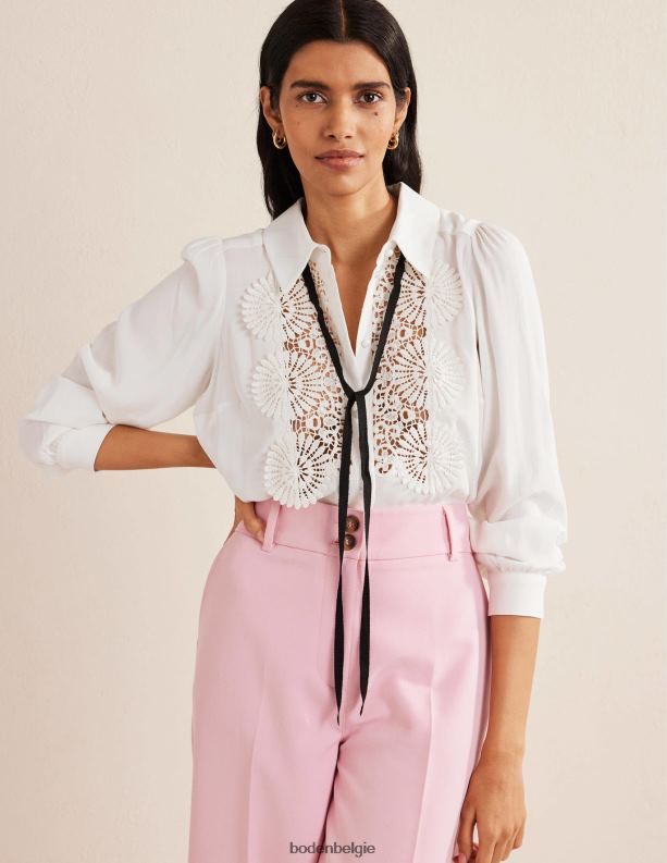 kanten slabbetjeblouse Boden X8VRNV2508 kleding vrouwen ivoor