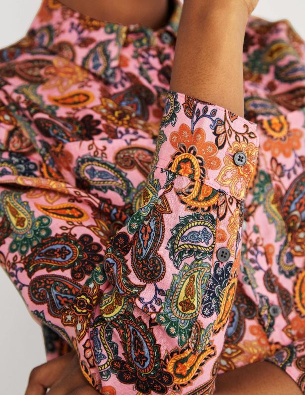 linnen overhemd Boden X8VRNV2034 kleding vrouwen kersenbloesem en paisley charme