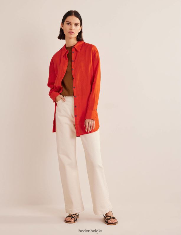relaxed linnen overhemd Boden X8VRNV1250 kleding vrouwen oranje