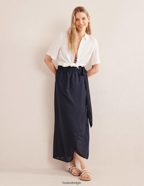 Maxirok van wikkelkatoen Boden X8VRNV1923 kleding vrouwen marine