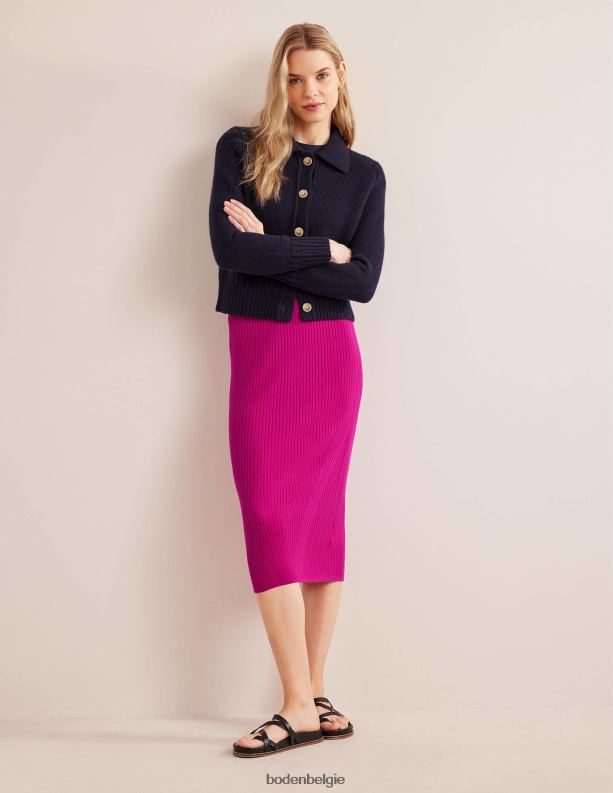 Midi-rok van merinogebreide stof Boden X8VRNV1629 kleding vrouwen roos violet