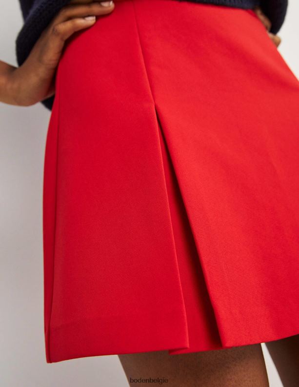 geplooide minirok in a-lijn Boden X8VRNV1940 kleding vrouwen rood