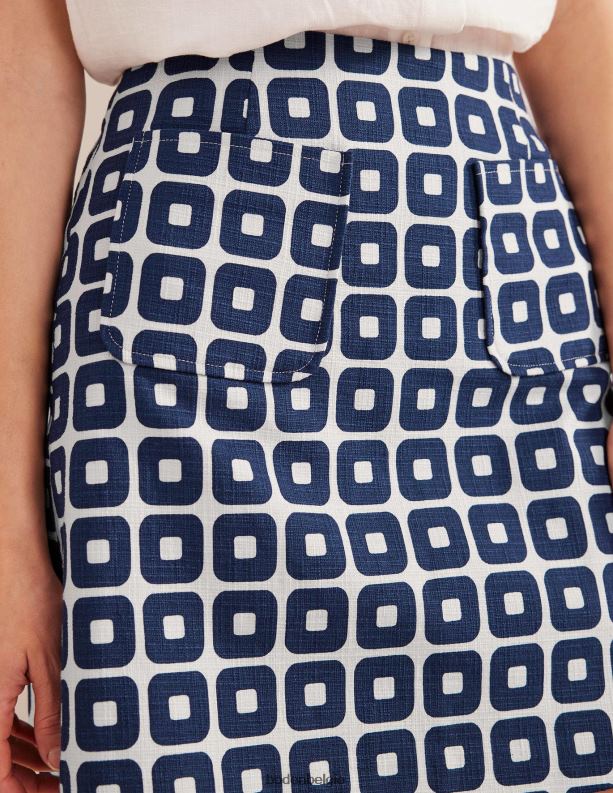 getextureerde a-lijn mini Boden X8VRNV1245 kleding vrouwen Franse marine en ivoor & kubus