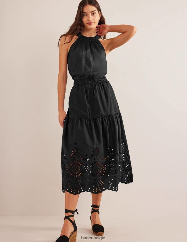 volledige broderie rok Boden X8VRNV1161 kleding vrouwen zwart