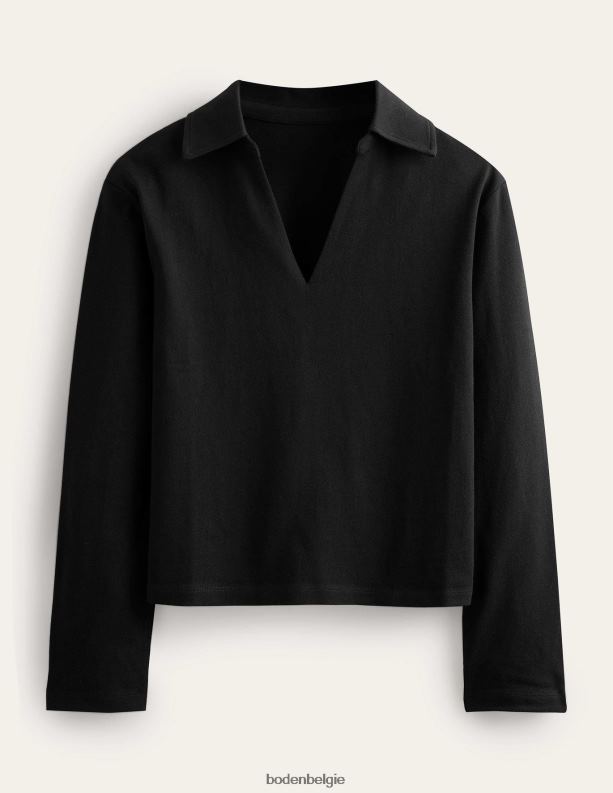 Gestreepte top met inkepingkraag Boden X8VRNV2531 kleding vrouwen zwart