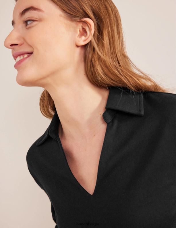 Gestreepte top met inkepingkraag Boden X8VRNV2531 kleding vrouwen zwart