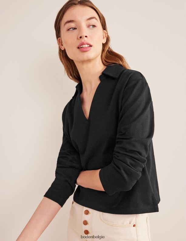 Gestreepte top met inkepingkraag Boden X8VRNV2531 kleding vrouwen zwart