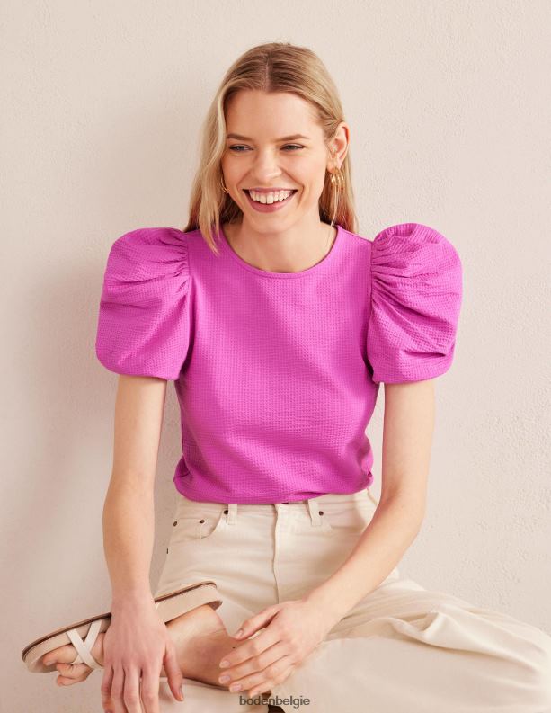 Jersey top met pofmouwen Boden X8VRNV2209 kleding vrouwen roos violet