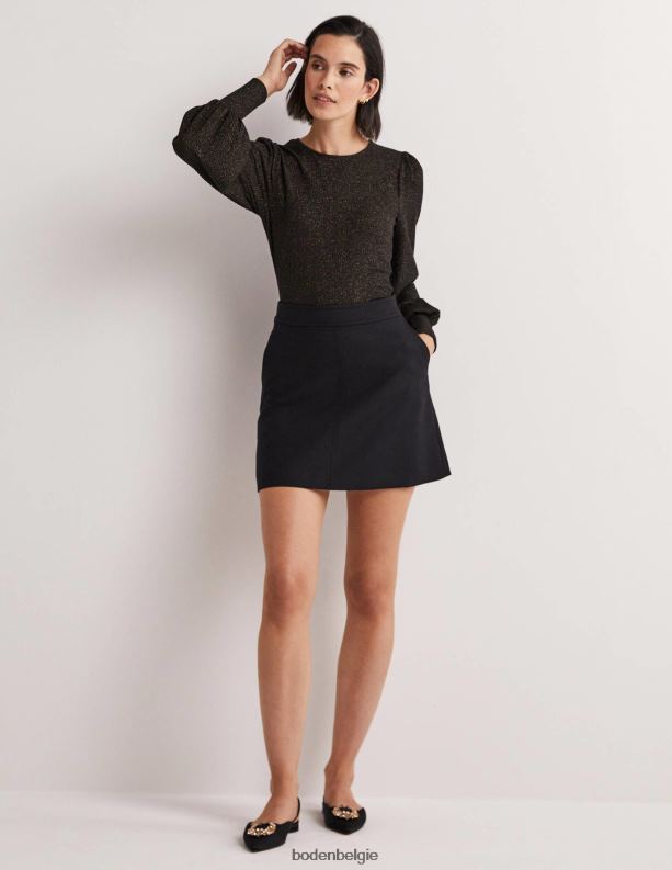 Metallic top met blousonmouwen Boden X8VRNV2013 kleding vrouwen zwart/gouden schittering