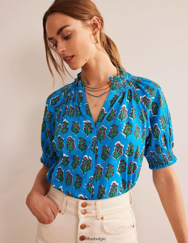 Mooie top met smokdetail Boden X8VRNV1463 kleding vrouwen edelsteen en ambachtelijke bloei