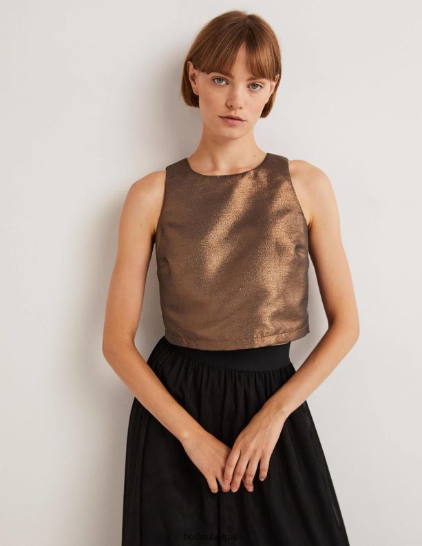 Scarlett cropped topje Boden X8VRNV2012 kleding vrouwen bronzen lurex