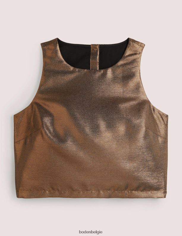 Scarlett cropped topje Boden X8VRNV2012 kleding vrouwen bronzen lurex