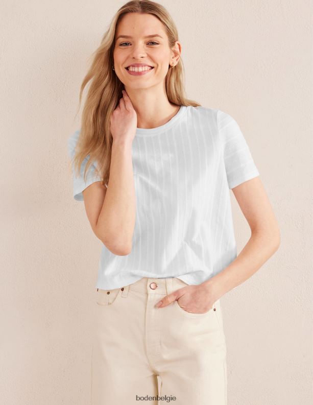 T-shirt van getextureerde jersey Boden X8VRNV1899 kleding vrouwen wit