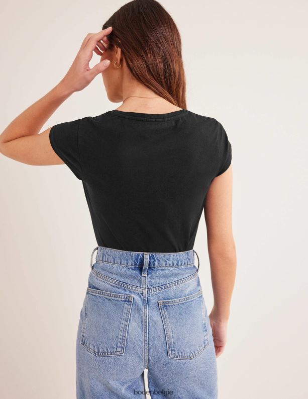 T-shirt van puur katoen met ronde hals Boden X8VRNV1796 kleding vrouwen zwart