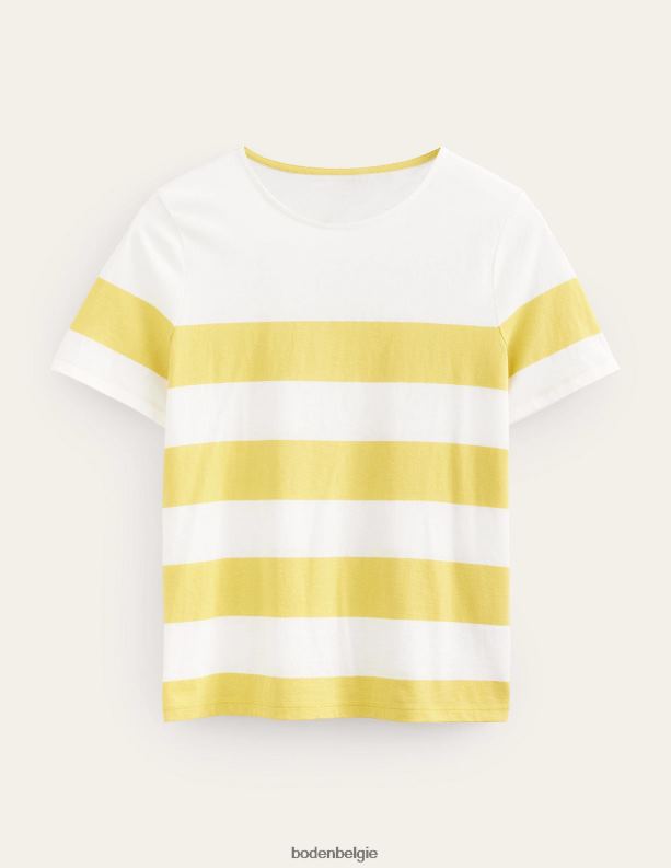 bea Bretonse korte mouw Boden X8VRNV1398 kleding vrouwen zoete honingraat en ivoorkleurige streep