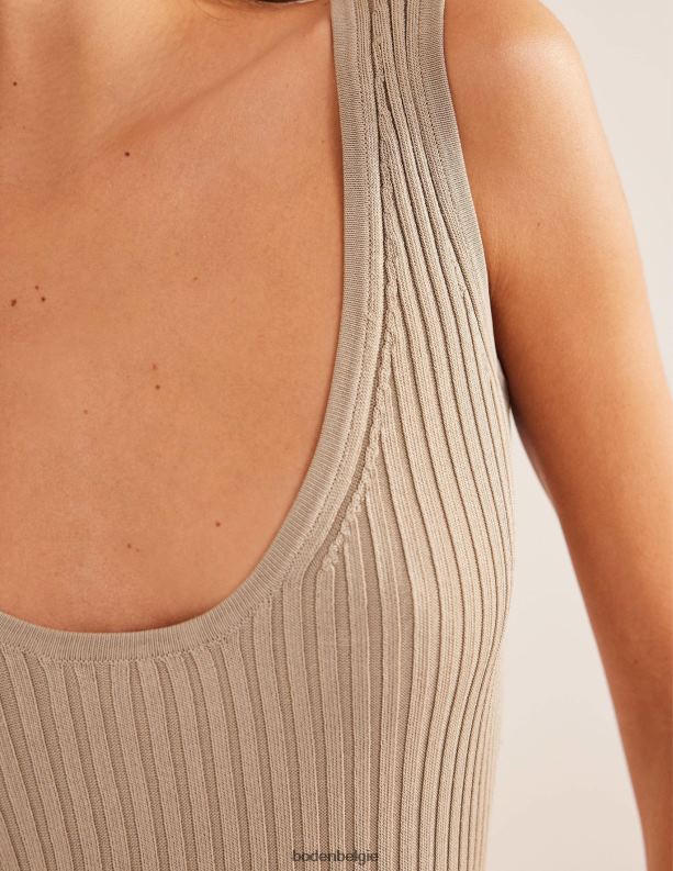 cropped geribbeld vest Boden X8VRNV1825 kleding vrouwen steen