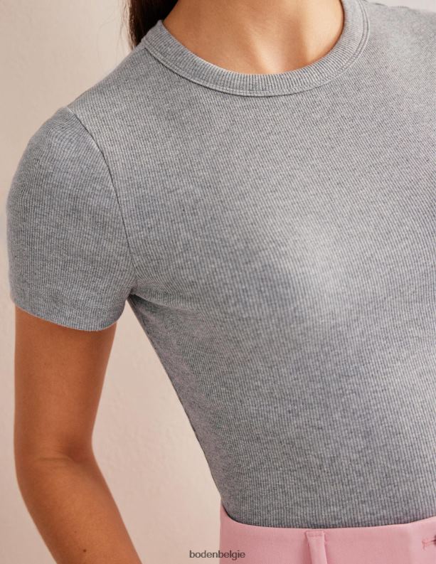 geribbeld katoenen t-shirt Boden X8VRNV1639 kleding vrouwen grijze mergel