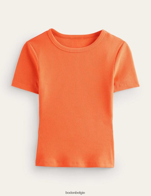 geribbeld katoenen t-shirt Boden X8VRNV1696 kleding vrouwen stoffig oranje