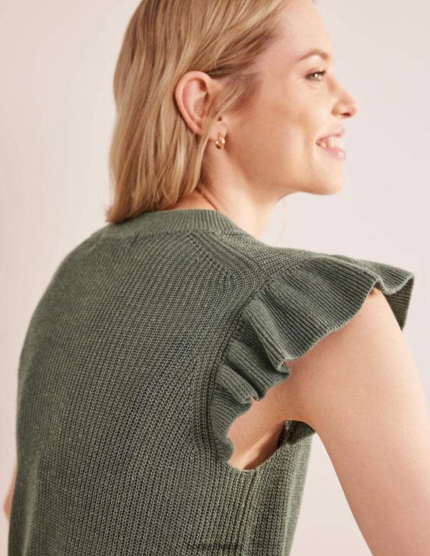 geribbeld linnen vest met ruches Boden X8VRNV1647 kleding vrouwen els