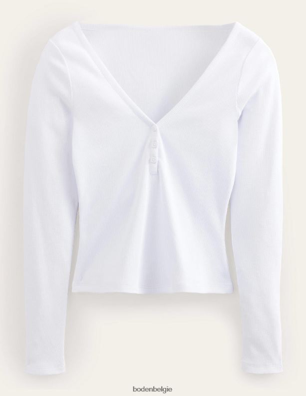 henley geribbelde top Boden X8VRNV1668 kleding vrouwen wit