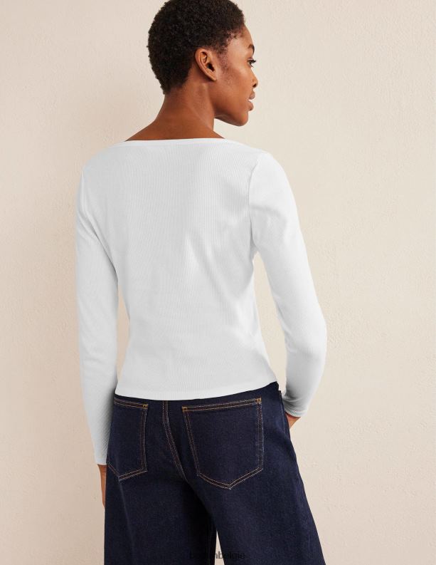 henley geribbelde top Boden X8VRNV1668 kleding vrouwen wit