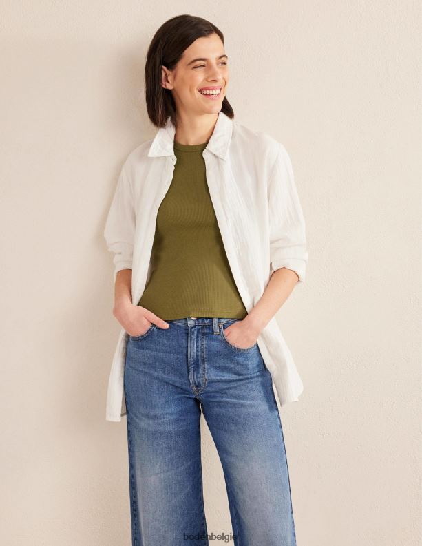katoenen geribbeld vest Boden X8VRNV1886 kleding vrouwen gewassen kaki