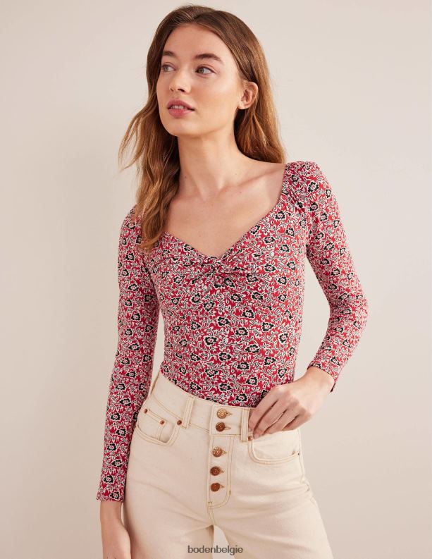 lieve jersey top Boden X8VRNV2010 kleding vrouwen tomaat & klaver swirl